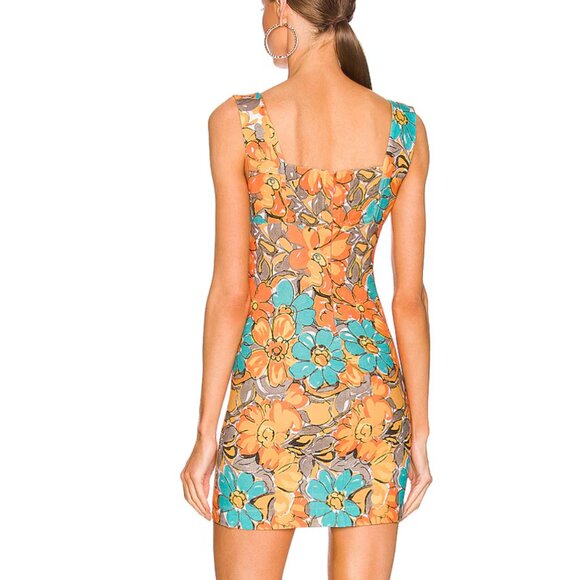 SEND OFFERS Miaou Vivi Dress in Parisian Flower Orange - Picture 3 of 5